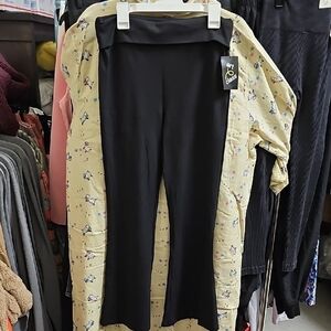 Nwt Kids Black Flare Lwg Roll Over Top Leggings